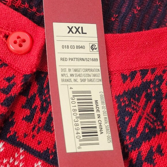 Merona Sweater Woman XXL Button Up Red Black Christmas Winter Cardigan - Picture 8 of 11